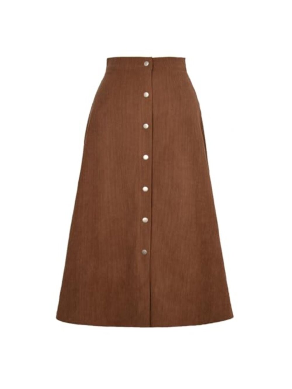 Corduroy A-Line High Waist Long Skirt Button Down Split Casual
